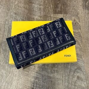 Fendi denim long wallet